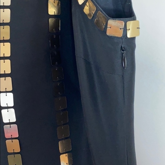 Tory Burch black silk gold sequins shift dress 2 - Picture 3 of 8